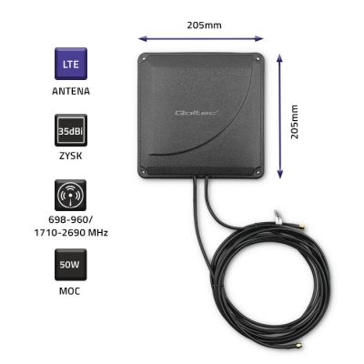4. Qoltec Antenne 4G LTE Dual MIMO Booster 35dBi 50W 2xSMA Stecker (57041)