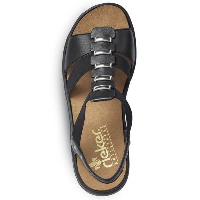 12. Schwarze Römersandalen aus Leder Rieker W 64580
