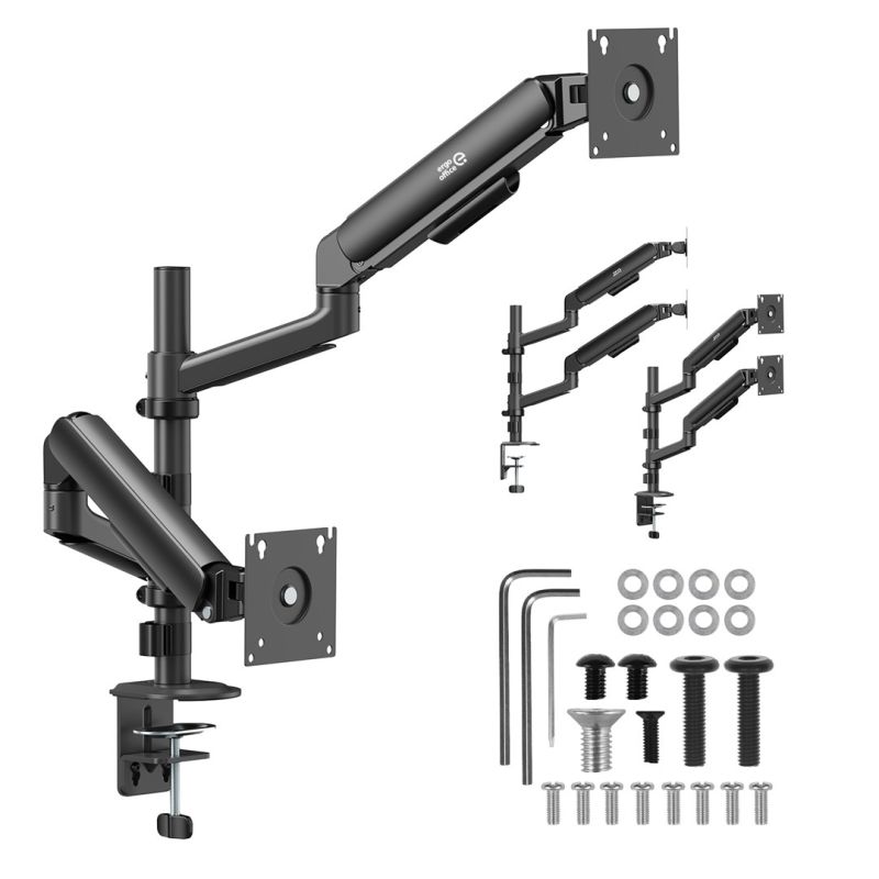 9. ERGO BÜROHALTERUNG / AUFHÄNGER FÜR 2 MONITOREN, GASFEDERUNG, 17"-32", 1-10 kg, MATTSCHWARZ, ER-692 B