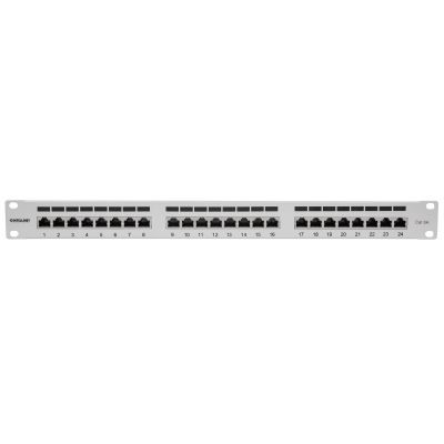 3. INTELLINET 24-Port Cat6a Patchpanel FTP 1HE grau