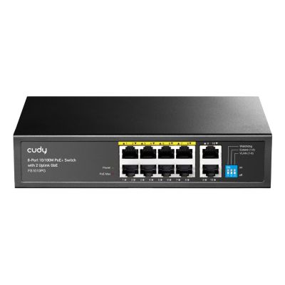 6. Switch CUDY FS1010PG, 8-Port 10/100 Mbit/s PoE+ 120 W, 2x GbE-Uplink