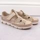 22. Rieker W RKR651 beige Leder Klettverschluss durchbrochene Schuhe