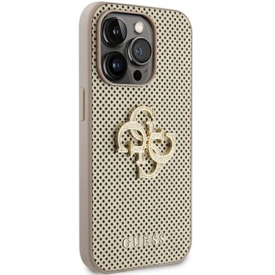 4. Guess Perforated 4G Glitter Hülle für iPhone 15 Pro – Gold