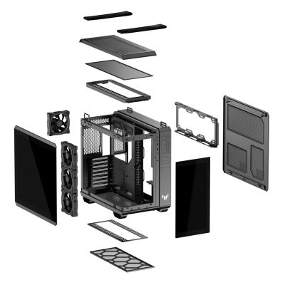 16. Asus TUF GAMING GT502 HORIZON TG ARGB SCHWARZES Gehäuse