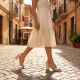 7. Damen-Sandalen mit Absatz in Beige und Gold, Modell Potocki LE20339