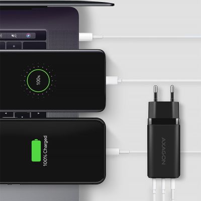 6. AXAGON ACU-DPQ65 Wandladegerät, GaN 65W, 3x Anschlüsse (USB-A + 2x USB-C), PD3.0/QC4+/PPS/Apple