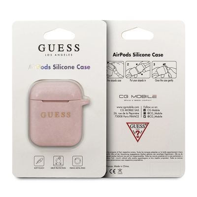 2. Guess GUACCSILGLLP AirPods decken hellrosa / rosa Silikon-Glitter ab