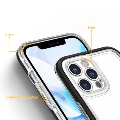 4. Klare 3in1 Hülle für iPhone 12 Pro Frame Gel Cover schwarz