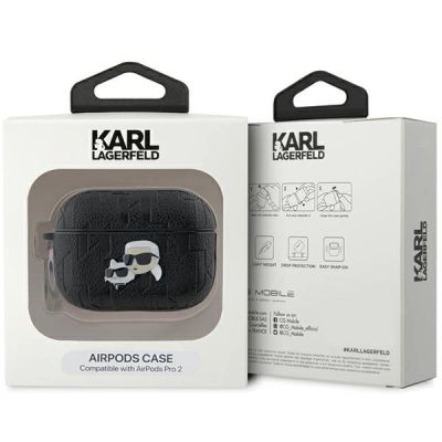 4. Karl Lagerfeld Monogramm Karl & Choupette Head Case für AirPods Pro 2 – Schwarz