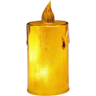 27. Dekorative Kerze, 8 cm, bernsteinfarben, warmweiß, 1 LED