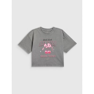 5. Mädchen-T-Shirt mit kastenförmigem Schnitt und Aufdruck 4F 4FJRAW26TTSHF4239-22S