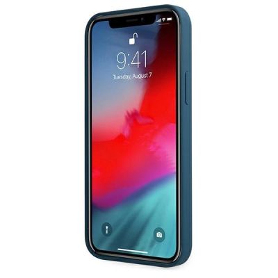 5. Guess, GUHCP12LLSLMGBL iPhone 12 Pro Max 6,7" blau/blaue Hardcase-Metall-Logoschrift