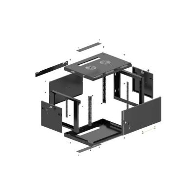 8. LANBERG Wandregalschrank 19" 4U 600X600 Schwarze Metalltür (Bausatz)