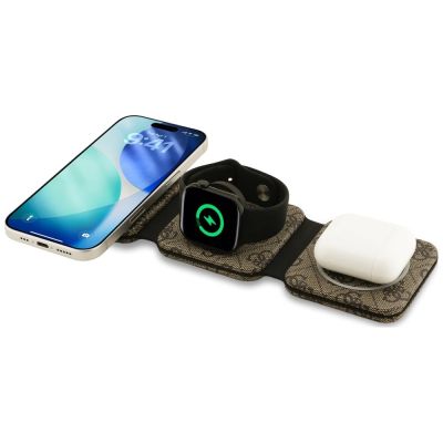 3. Guess 4G MagSafe 3-in-1 15W Kabelloses Ladegerät – Braun