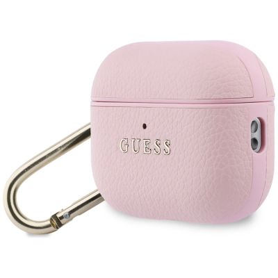 3. Guess AirPods Pro 3 Hülle mit klassischem Logo und natürlicher Maserung – Pink