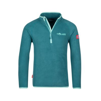 Trollkids Kids Nordland Fleece-Sweatshirt mit halbem Reißverschluss für Mädchen/Jungen, Grün (707-332)