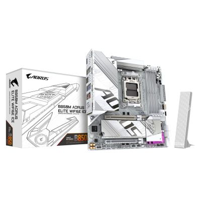 10. GIGA B850M AORUS ELITE WF6E ICE AM5 DDR5 µATX Mainboard