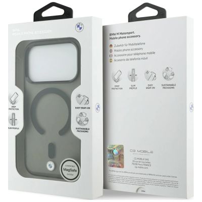 8. BMW M IML MagSafe Hülle mit mattiertem Metalllogo und Zierleisten für iPhone 18 Pro / 17 Pro – Schwarz