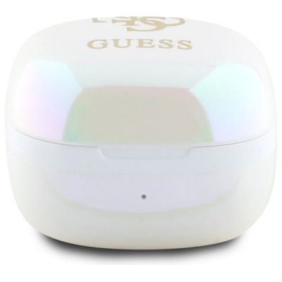4. Guess Bluetooth-Kopfhörer GUTWSJ144ESH TWS + Dockingstation weiß/weiß schillerndes 4G-gedrucktes Logo