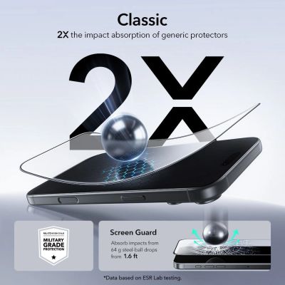 4. ESR UltraFit Panzerglas 2er-Pack für iPhone 17 Pro Max - transparent