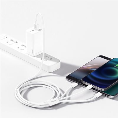 9. Baseus Superior Series USB-A - USB-C / Lightning / Micro-USB 3,5A Kabel 1 m - weiß
