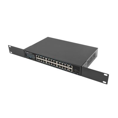 12. LANBERG Switch PoE Rack 19" 24x 1GB PoE+/2x GB/2x SFP 360W RSGE-24P-2GE-2S-360
