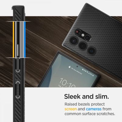 8. Spigen Liquid Air Hülle für Samsung Galaxy S22 Ultra – Mattschwarz