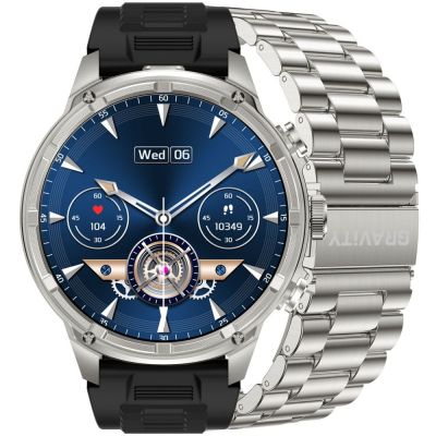 Smartwatch Gravity Silbernes Armband + Armband GT41-3