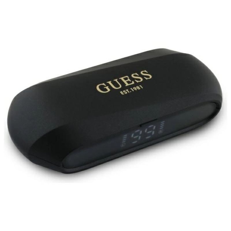 Guess Elongated Metallic Printed Logo Bluetooth TWS Kopfhörer + Dockingstation - Schwarz
