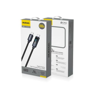 3. Dudao L7C USB-C - USB-C 100W Kabel mit LED-Anzeige 1m - Schwarz