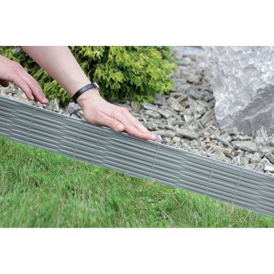 18. Garten-Palisaden-Rasenkantenbeet aus Weide, 390 cm, grauer Stein