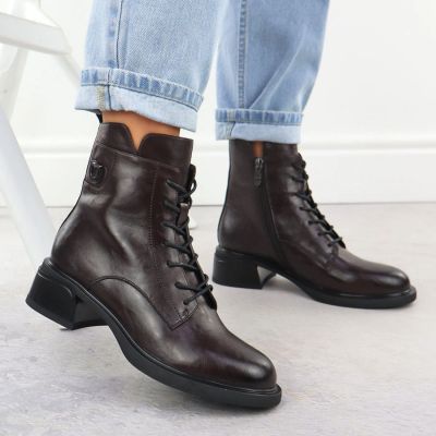 12. Braune Damen-Lederboots im Worker-Stil Filippo DBT7369