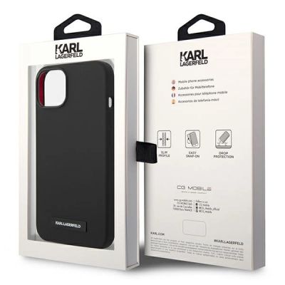 8. Karl Lagerfeld KLHMP14MSLMP1K iPhone 14 Plus 6.7" Hardcase schwarz / schwarze Silikonplakette Magsafe