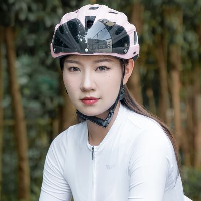 5. Rockbros Fahrradhelm mit Visier, abnehmbare UV-Brille, abnehmbares Visier, Unisex – Rosa