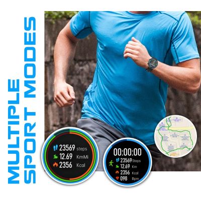 9. Rubicon RNCE99 Smartwatch aus schwarzem Metall und Silikon SMARUB194