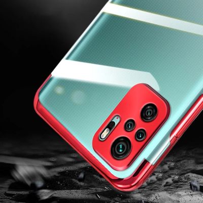 4. Clear Color Silikon Gel Electroplating frame Handyhülle Schutzhülle für Xiaomi Redmi Note 10 5G / Poco M3 Pro blau