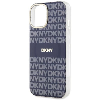 6. DKNY IML Mono & Stripe MagSafe Hülle für iPhone 15 / 14 / 13 – Blau