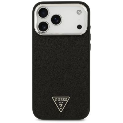 3. Guess Glitter Triangle Logo MagSafe Case für iPhone 17 Pro Max - Schwarz