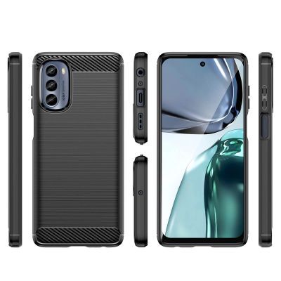 2. Carbon Case für Motorola Moto G62 5G flexible Silikon-Carbon-Hülle schwarz