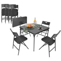 TOURISTEN-CATERING-SET, KLAPPTISCH 86,5 x 86,5 x 71 CM UND 4 SCHWARZE STÜHLE