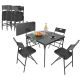 TOURISTEN-CATERING-SET, KLAPPTISCH 86,5 x 86,5 x 71 CM UND 4 SCHWARZE STÜHLE