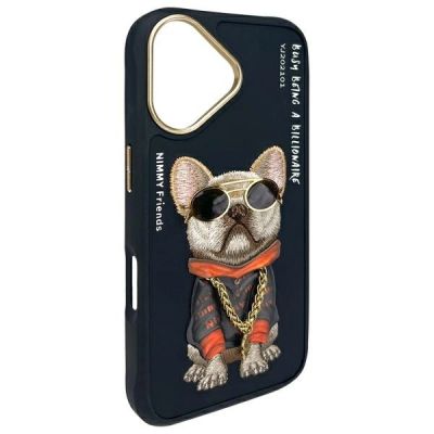4. Nimmy Glasses Cool Dog iPhone 16 Hülle - Schwarz