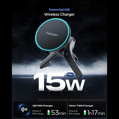 2. Spigen EV15MAQ Essential Qi2 MagSafe Auto-Lüftungsschlitzhalterung – Schwarz