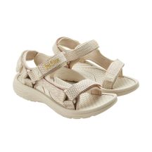Lee Cooper Damen-Sandalen mit Klettverschluss für den Sommer am Strand, hellbeige Creme