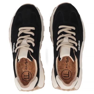 6. Schwarze Leder-Plateau-Sneaker Filippo DP7498