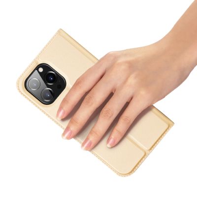 6. Dux Ducis Skin Pro Holster Flip Cover für iPhone 14 Pro gold