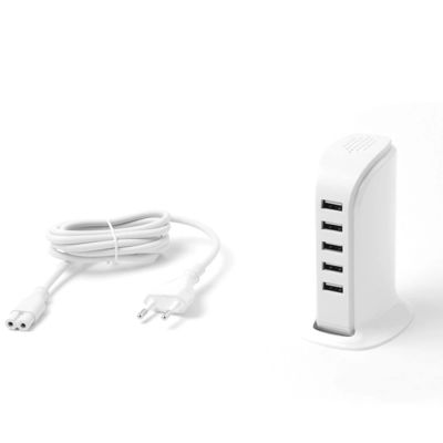 4. Dudao 5x USB-Ladegerät mit integriertem EU-Stromkabel weiß (A5EU)