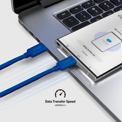 7. SBS TECABLETISSUETCB USB-C – USB-C-Kabel 1,5 m 60 W geflochten – blau
