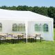 31. Gartenpavillon Cateringzelt PE 6x3M + 6 Wände weiß