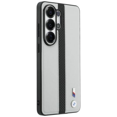 4. BMW MagSafe-Hülle mit perforiertem Streifenlogo für Samsung Galaxy S26 Ultra – Grau